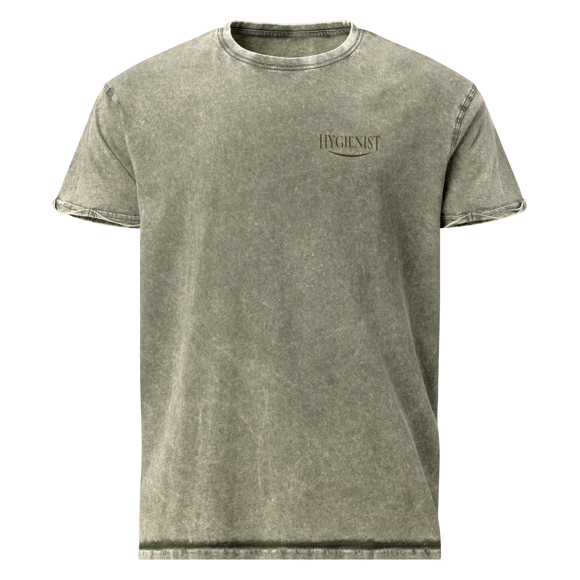 KUWH dark army green denim tee