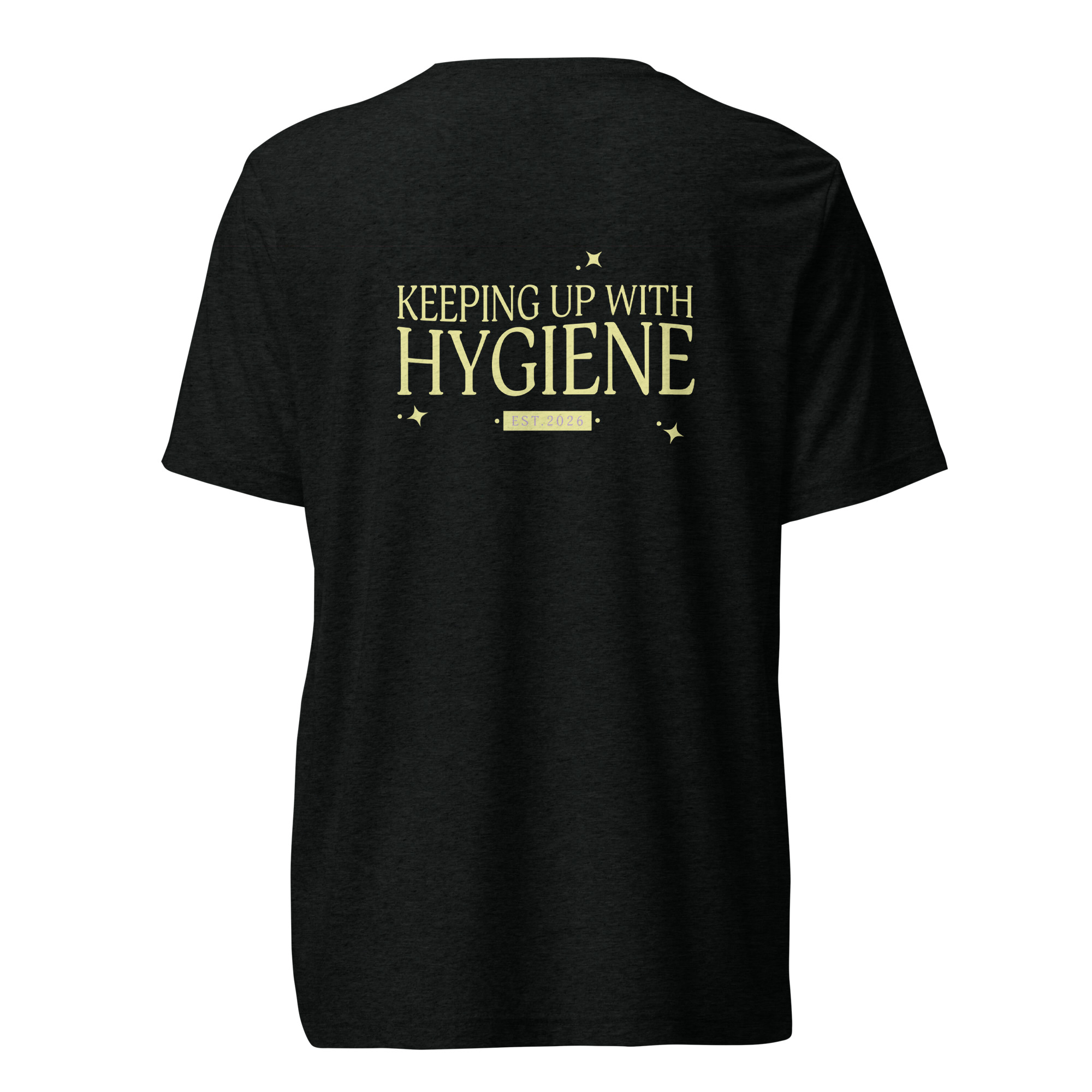 Back of KUWH solid black tri-blend tee
